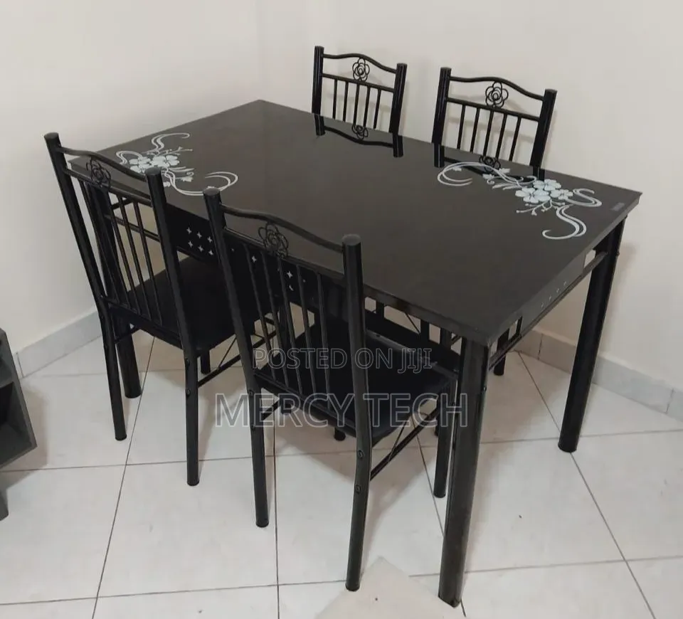 Sleek Executive 4-Seater Dining Table (Black)