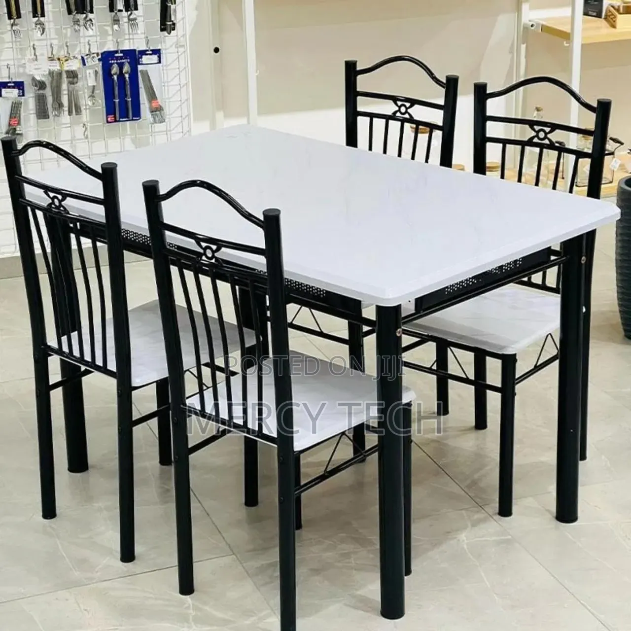 White 4-Seater Dining Table