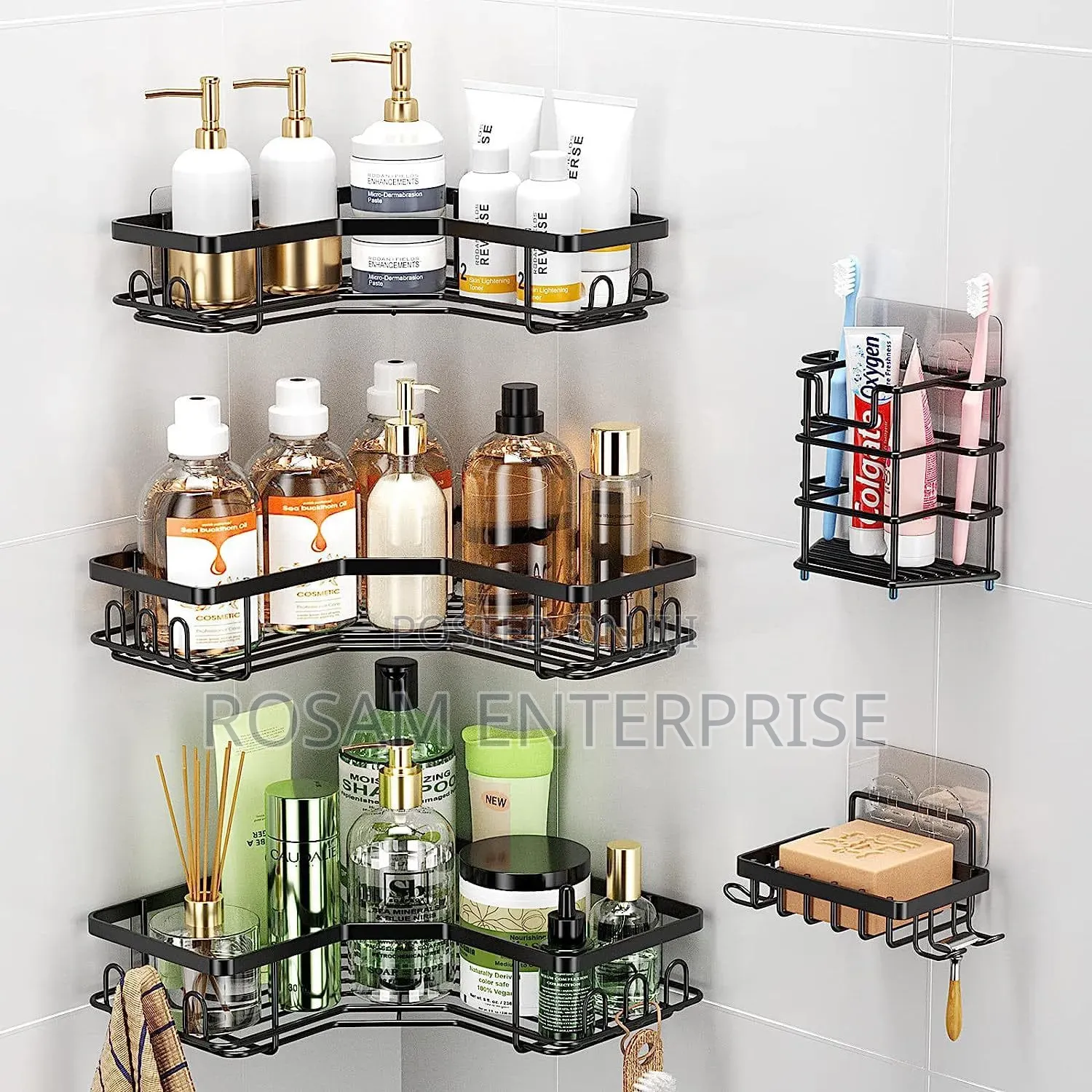 5pcs Set Triangular Shower Caddy Shelf/Bathroom Organizer