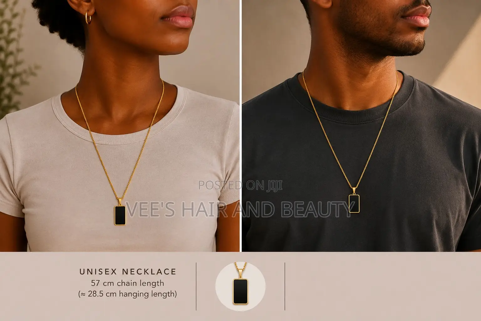 Minimalist Black Pendant Necklace | Gold Chain | Jewellery Accessory