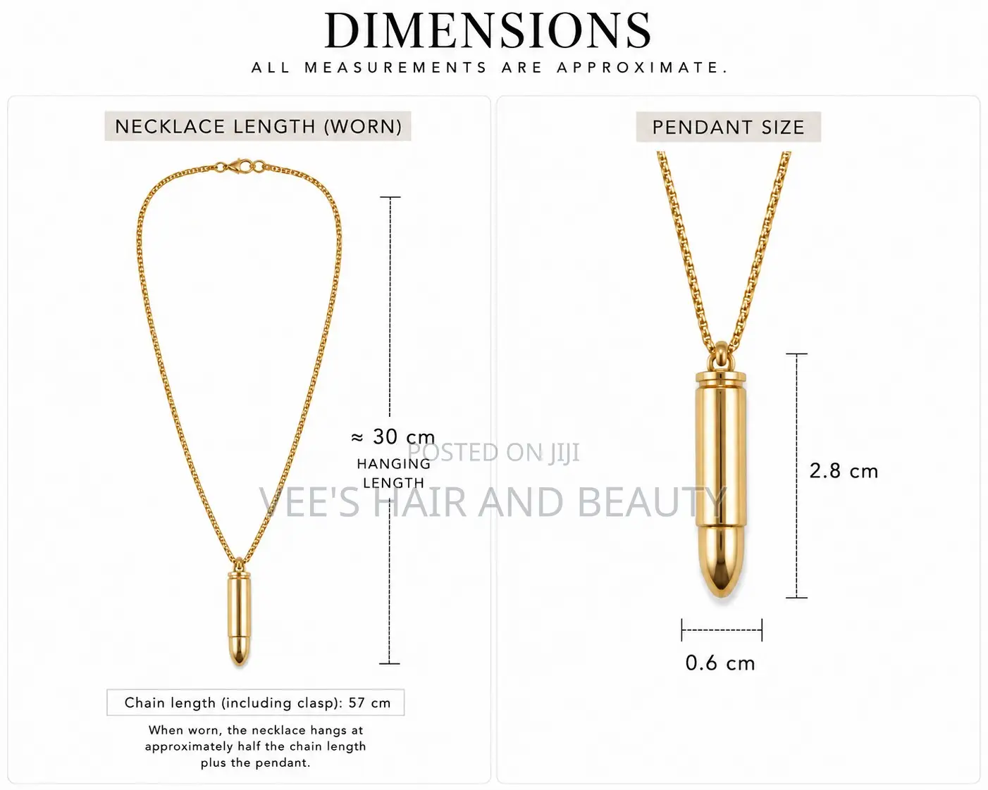 Gold Bullet Pendant Necklace | Minimalist Chain |Jewellery Accessory