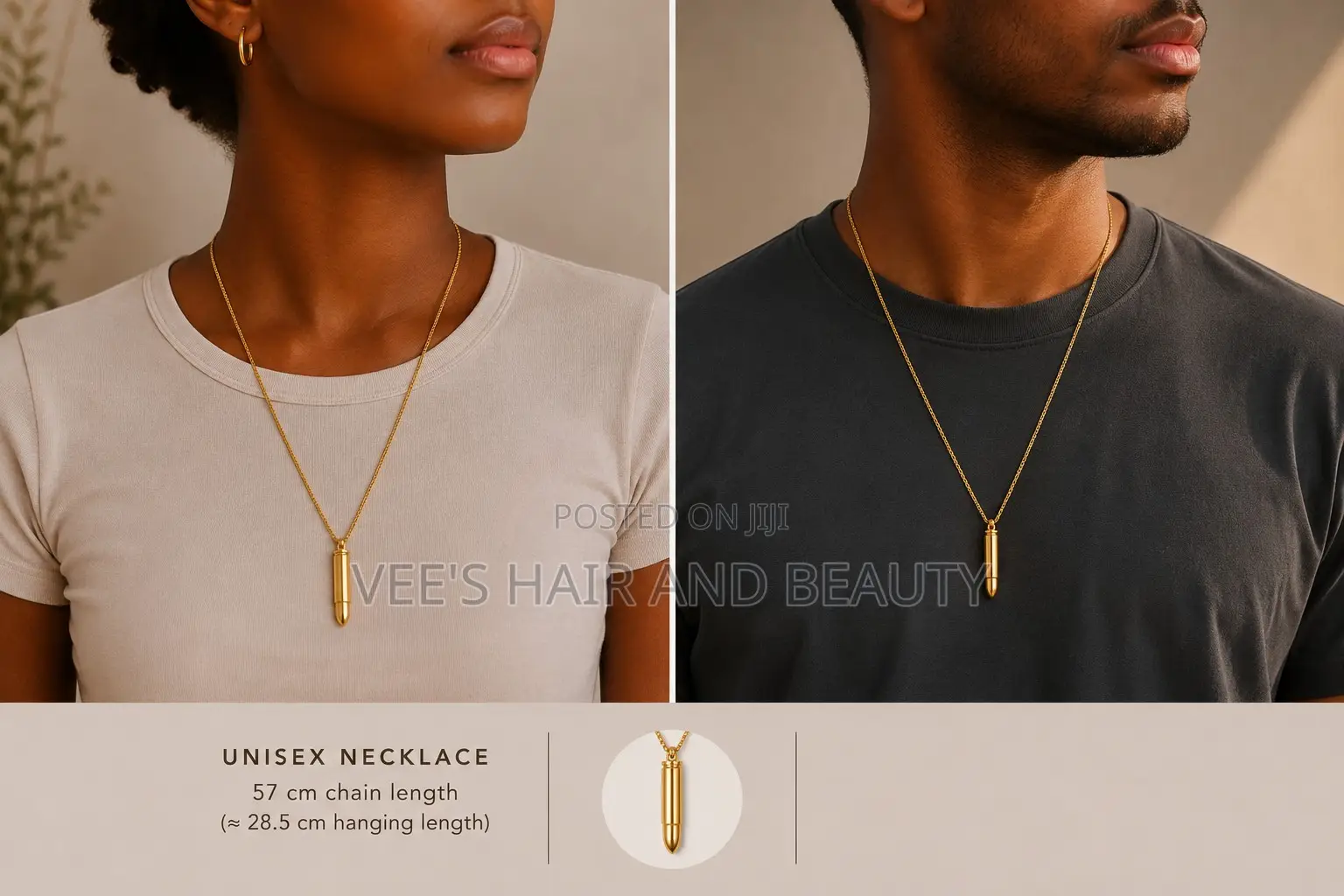 Gold Bullet Pendant Necklace | Minimalist Chain |Jewellery Accessory
