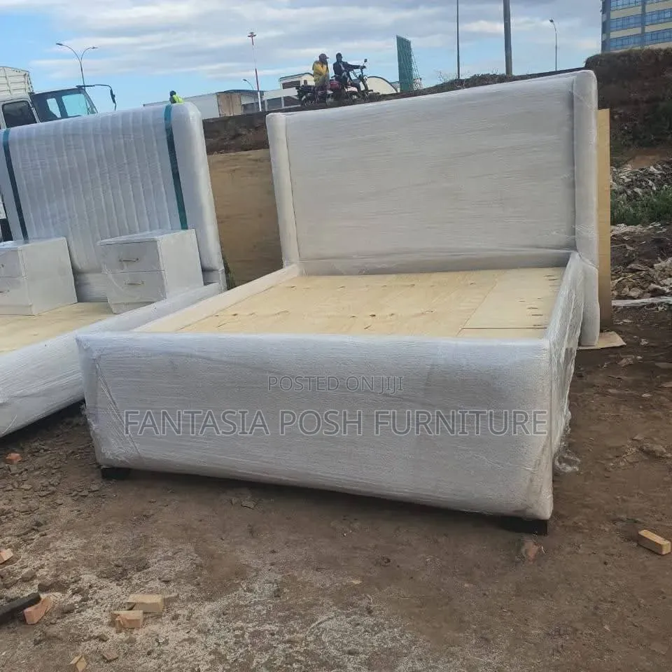 White/Cream/Black 5 by 6 Chesterfield Beds Free Delivery Included