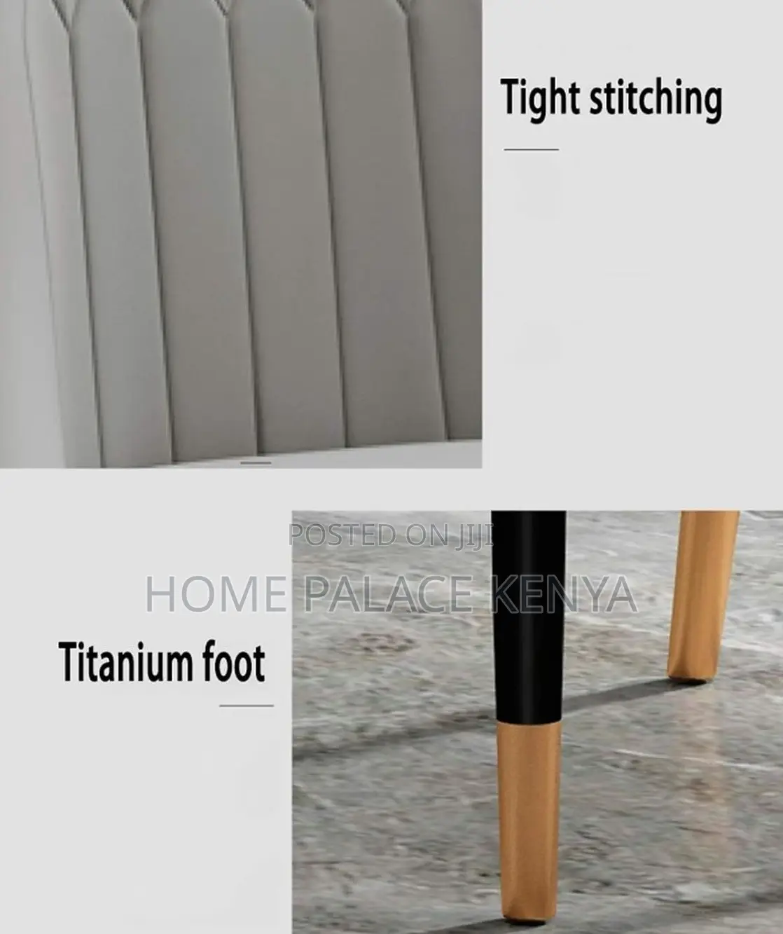 Dining Chair: Stitched Comfortable Grey Chair With Titanium Legs
