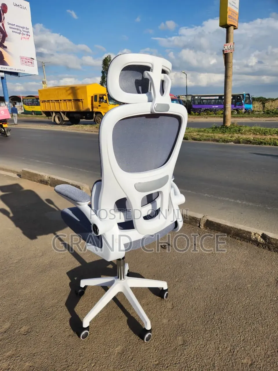 Executive Office Desk Chair -White Grey