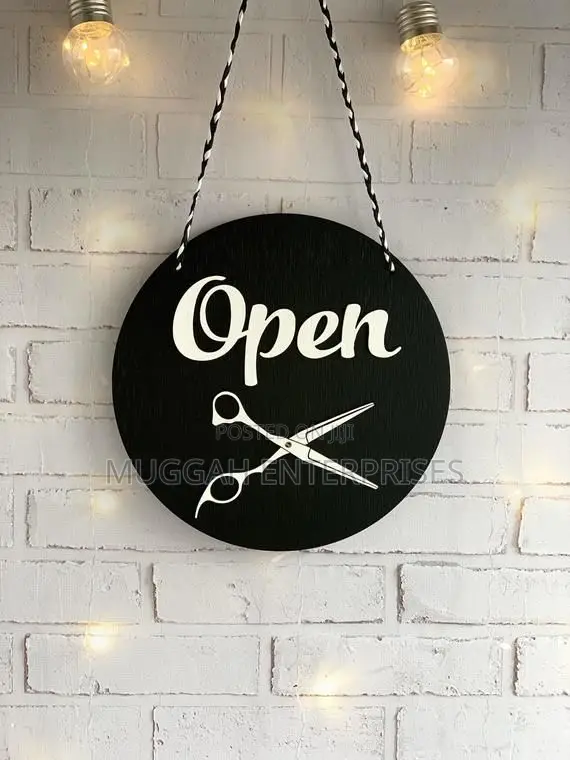 Saloon Barbershop Door Open Close Signs