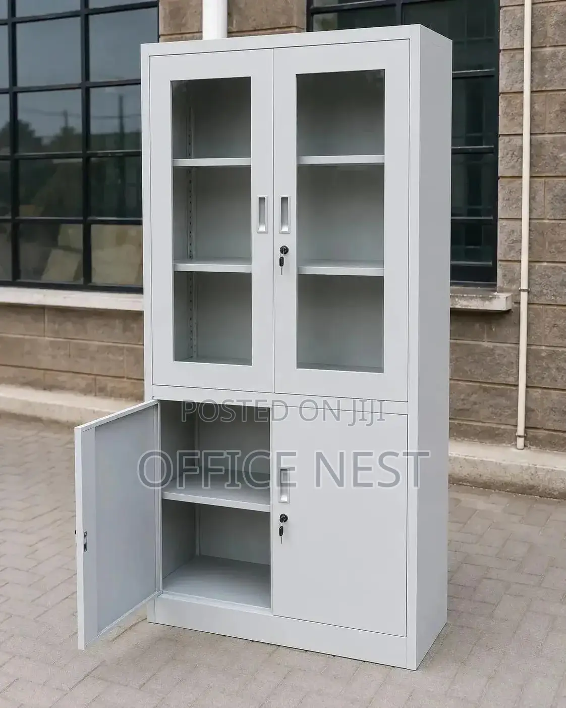 4-Door Steel Filing Cabinet With Glass Door