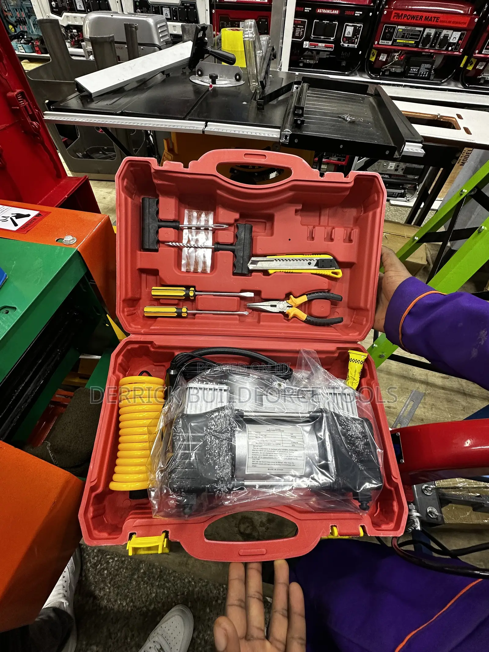 Portable Emergency Air Compressor Kit With Case
