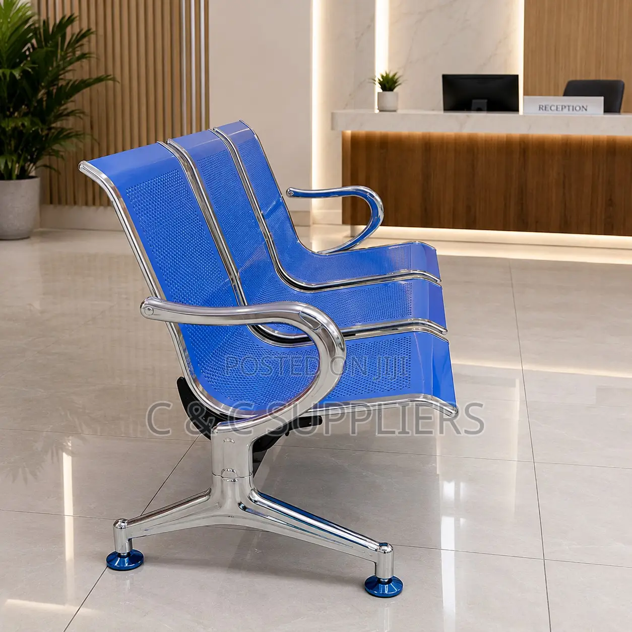 3-Seater Full Steel Visitor's Bench.