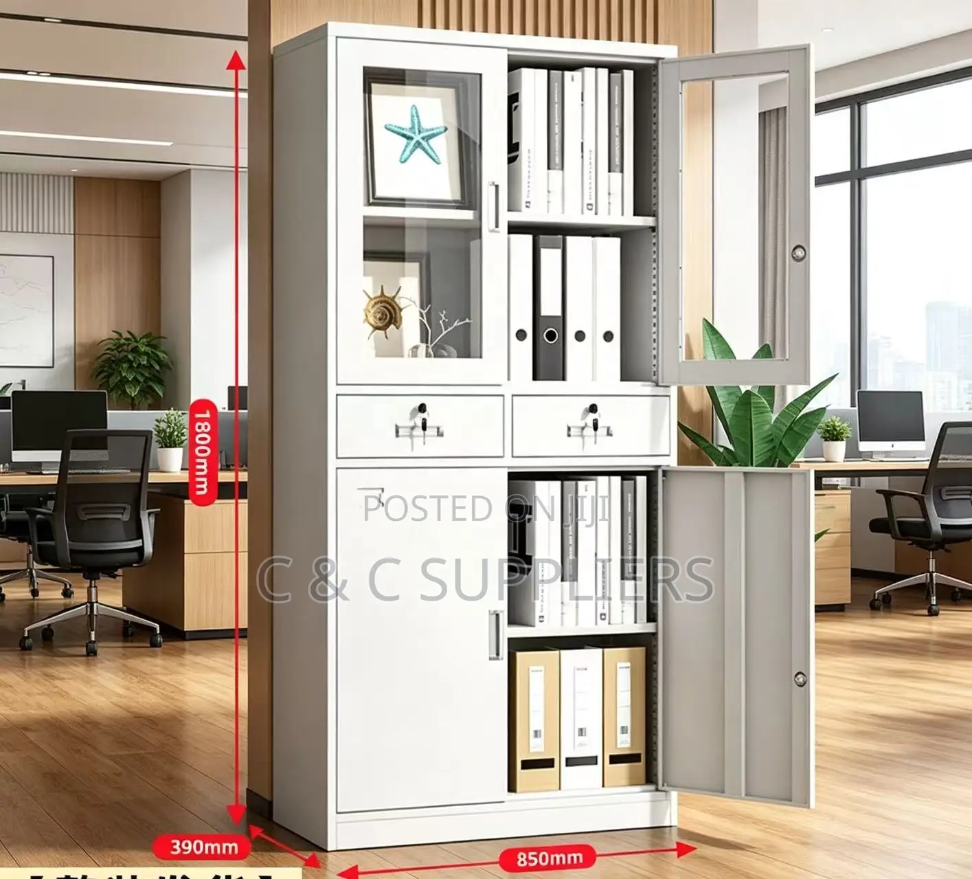 2-Swing Door Half Glass File Cabient.