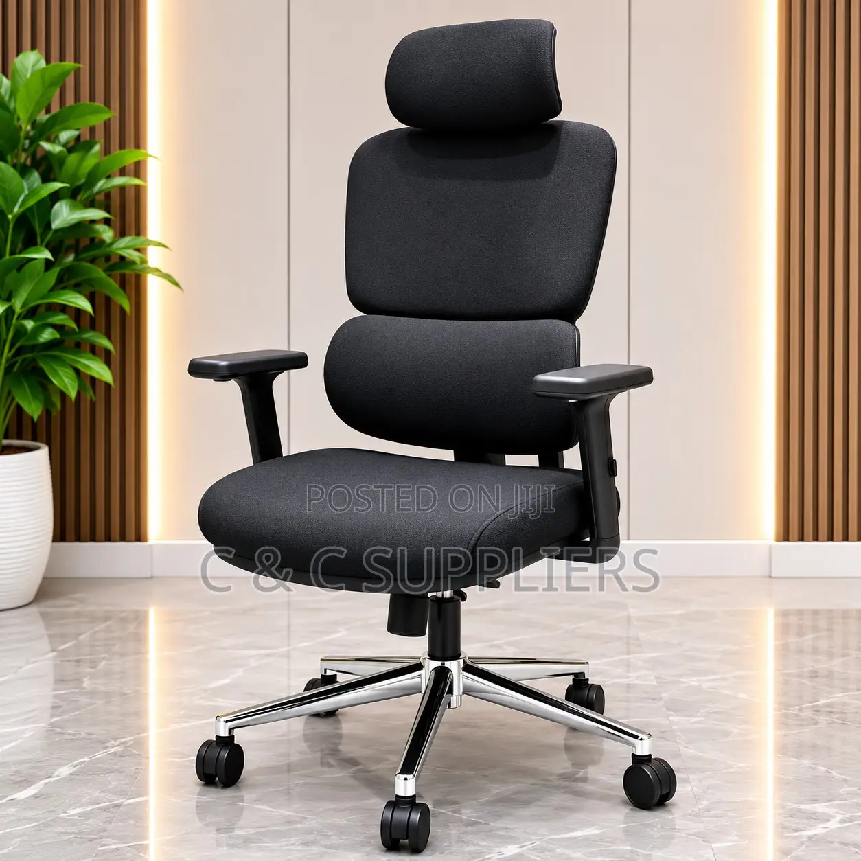 Black Full Fabric Boss Desk Chair.