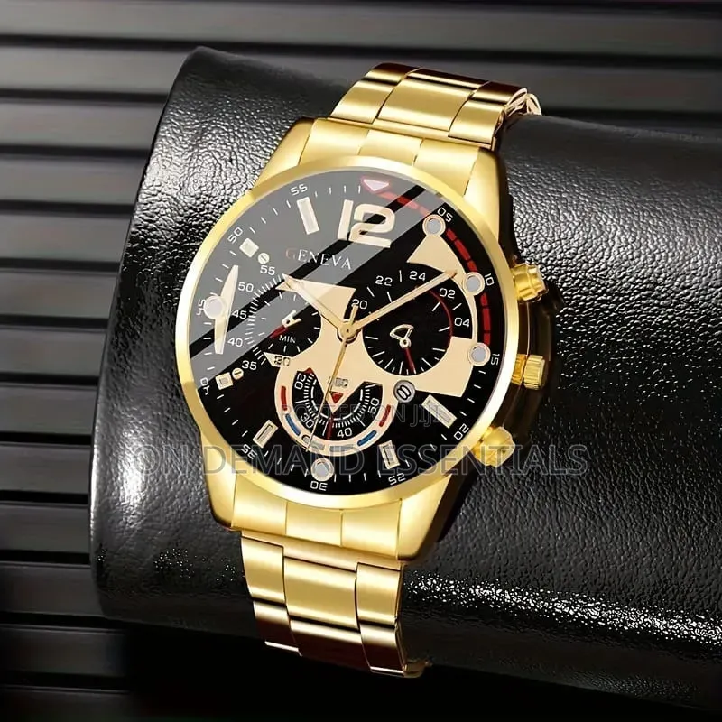 Geneva Men Wrist Watch Available in Silver N Gold