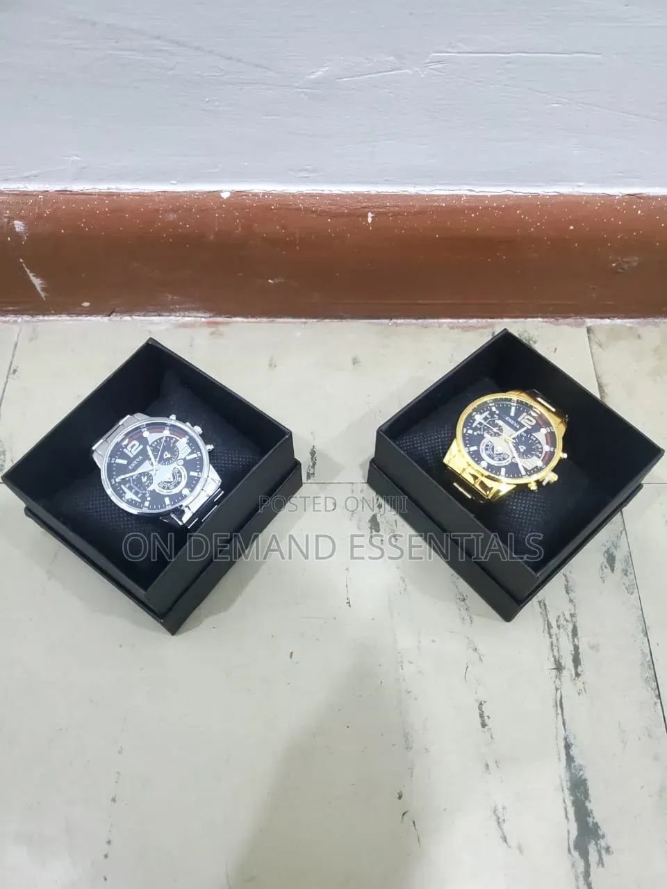 Geneva Men Wrist Watch Available in Silver N Gold