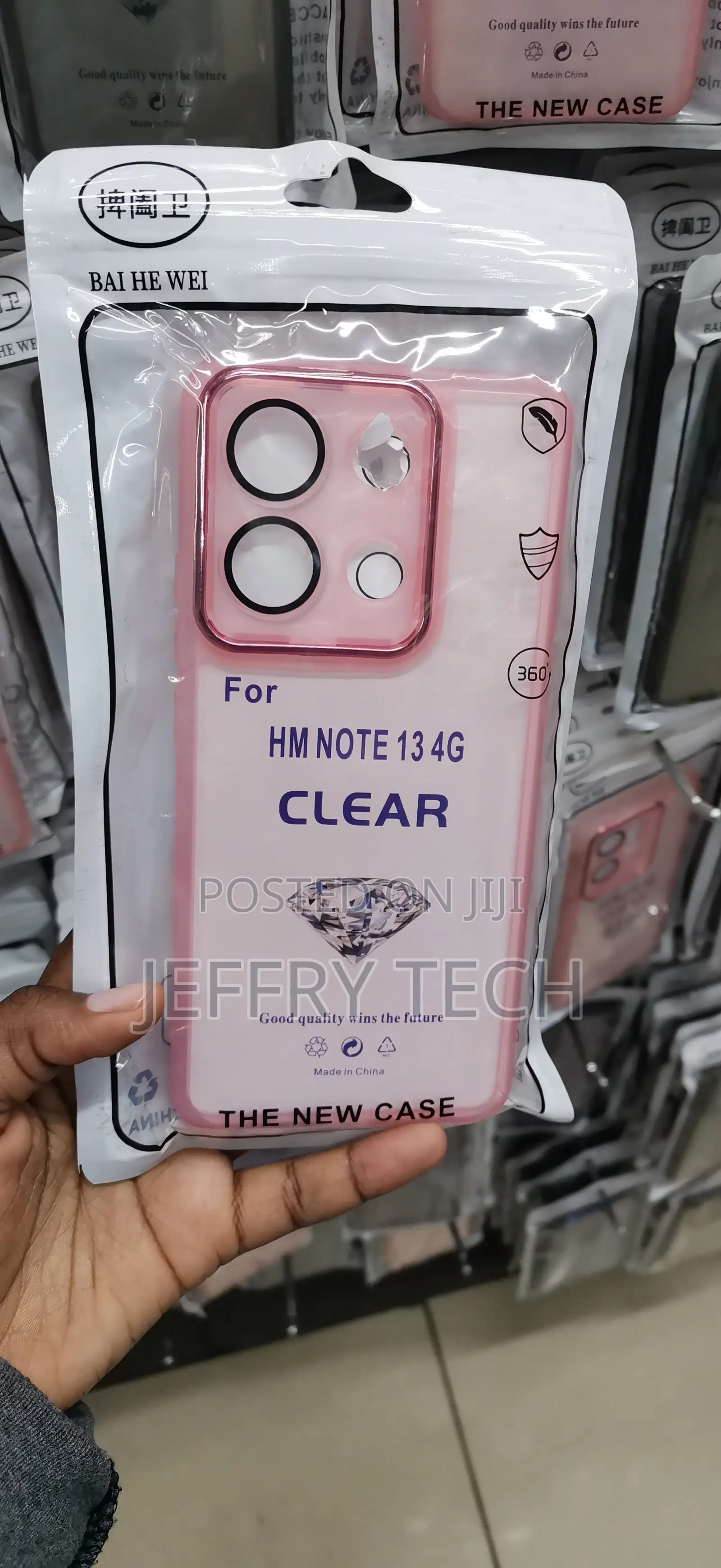 Pink-Accented Transparent Soft TPU Phone Case -Redmi Note 13 4G