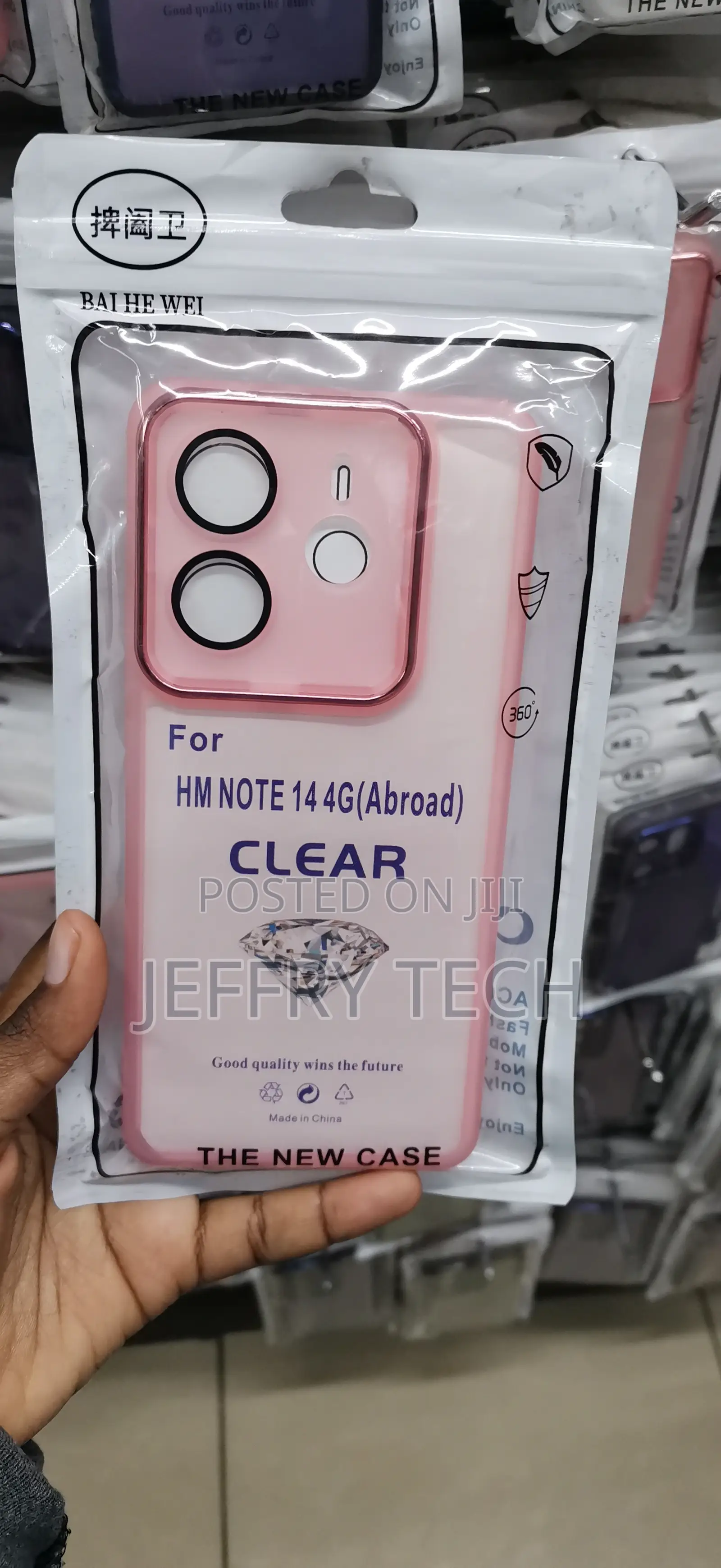 HM NOTE 14 4G Pink-Trimmed Clear Soft TPU Mobile Phone Case