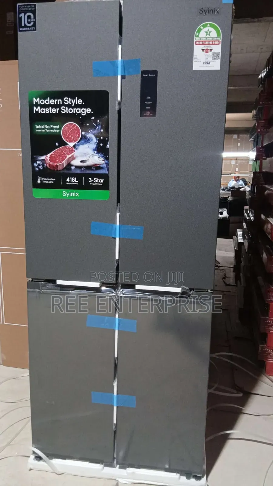 Syinix 421 Litres GLASS FOUR DOOR Refrigerator