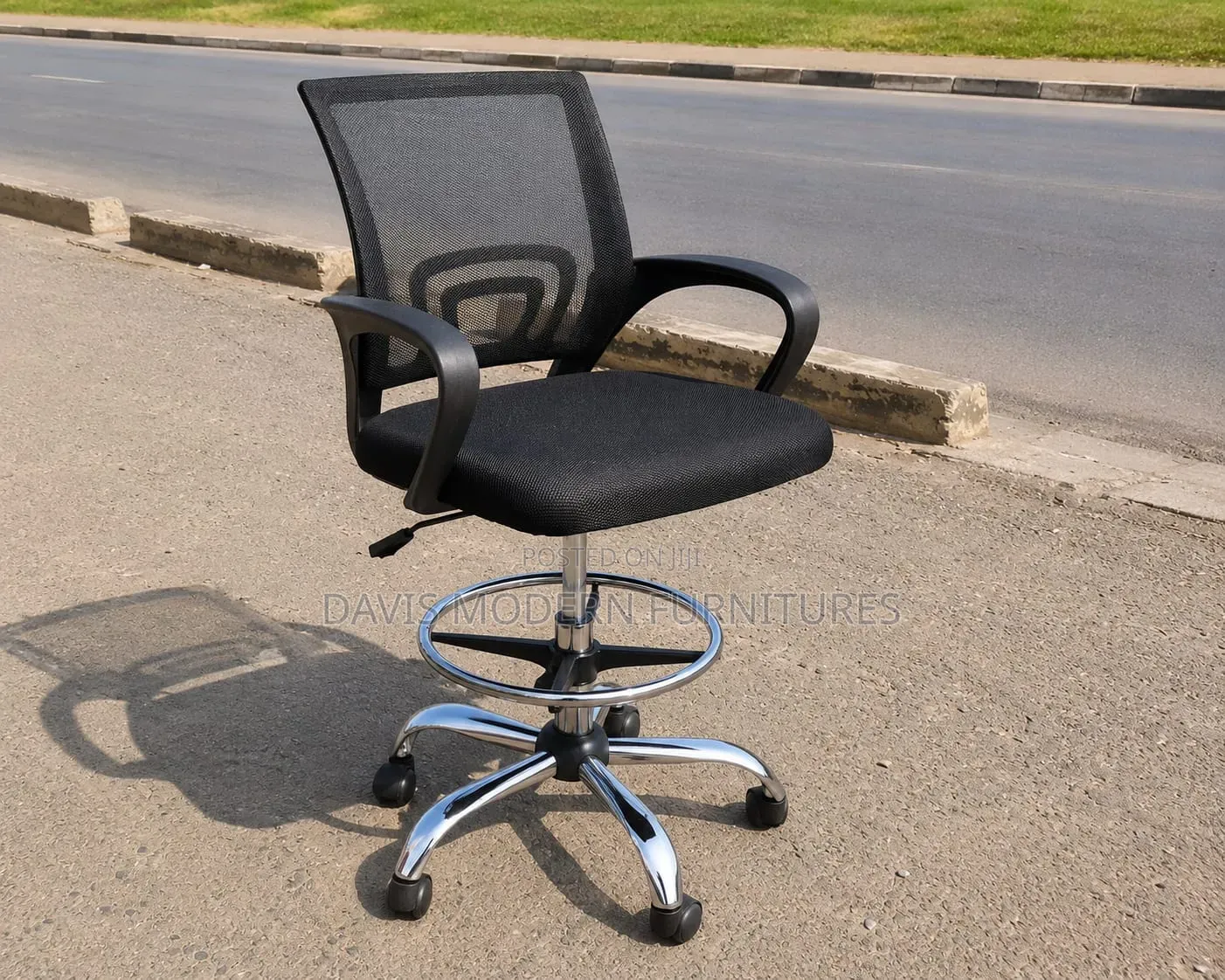 Black Mesh Drafting Chair