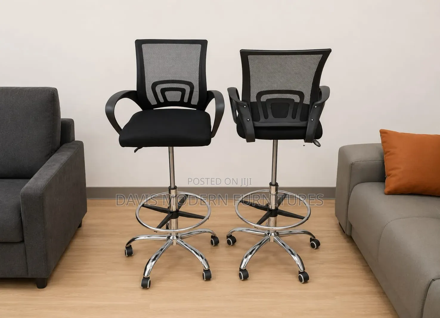 Black Mesh Drafting Chair