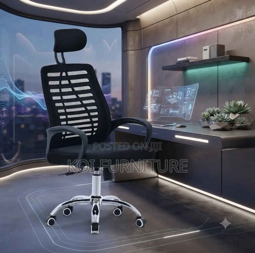 Office Chairs; High Back Headrest Office Adjustabe Fabric Chairs