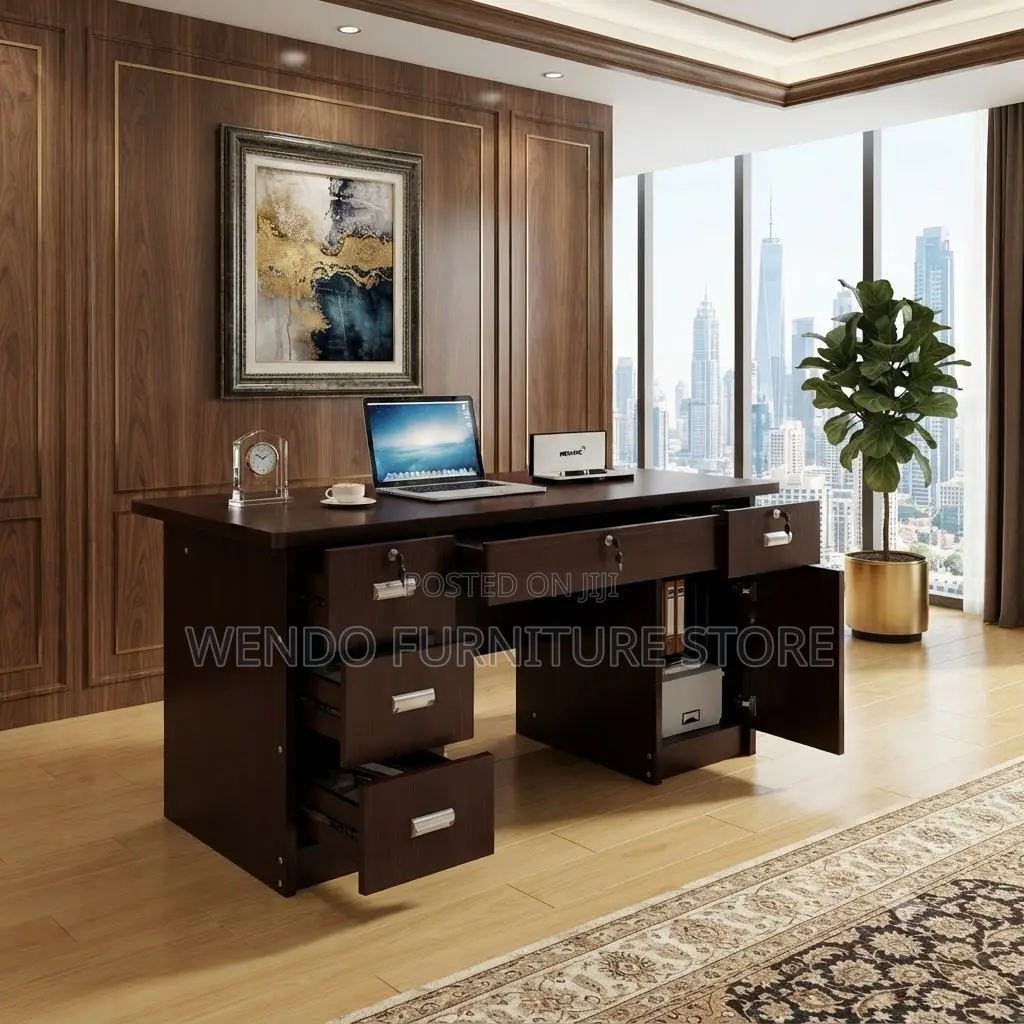 Office Desk; 1.4 Meters Executive Mahogany Desk With Spacious Drawers