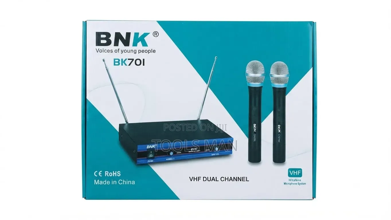 BNK BK70I VHF Dual Channel Wireless Microphone System.