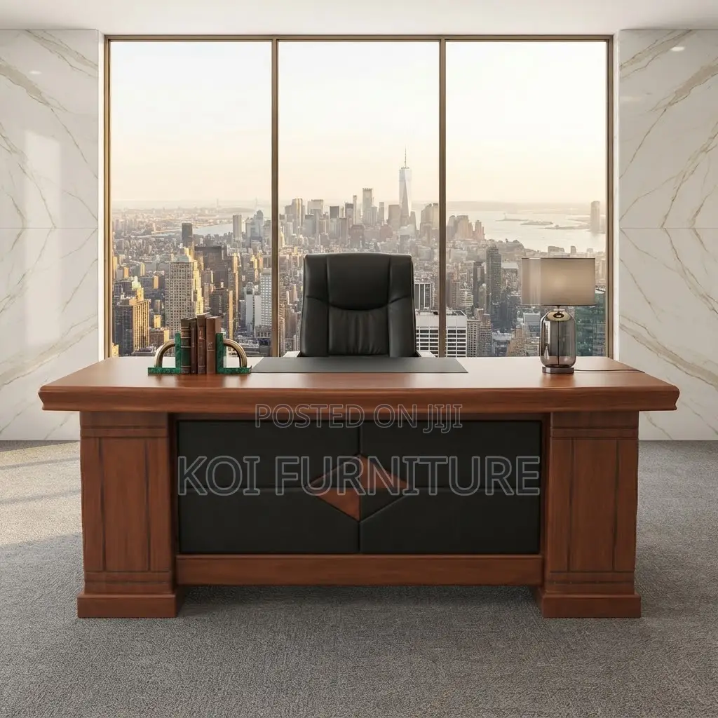 Office Desk; 1.4 Meters Executive Mahogany Desk With L Return