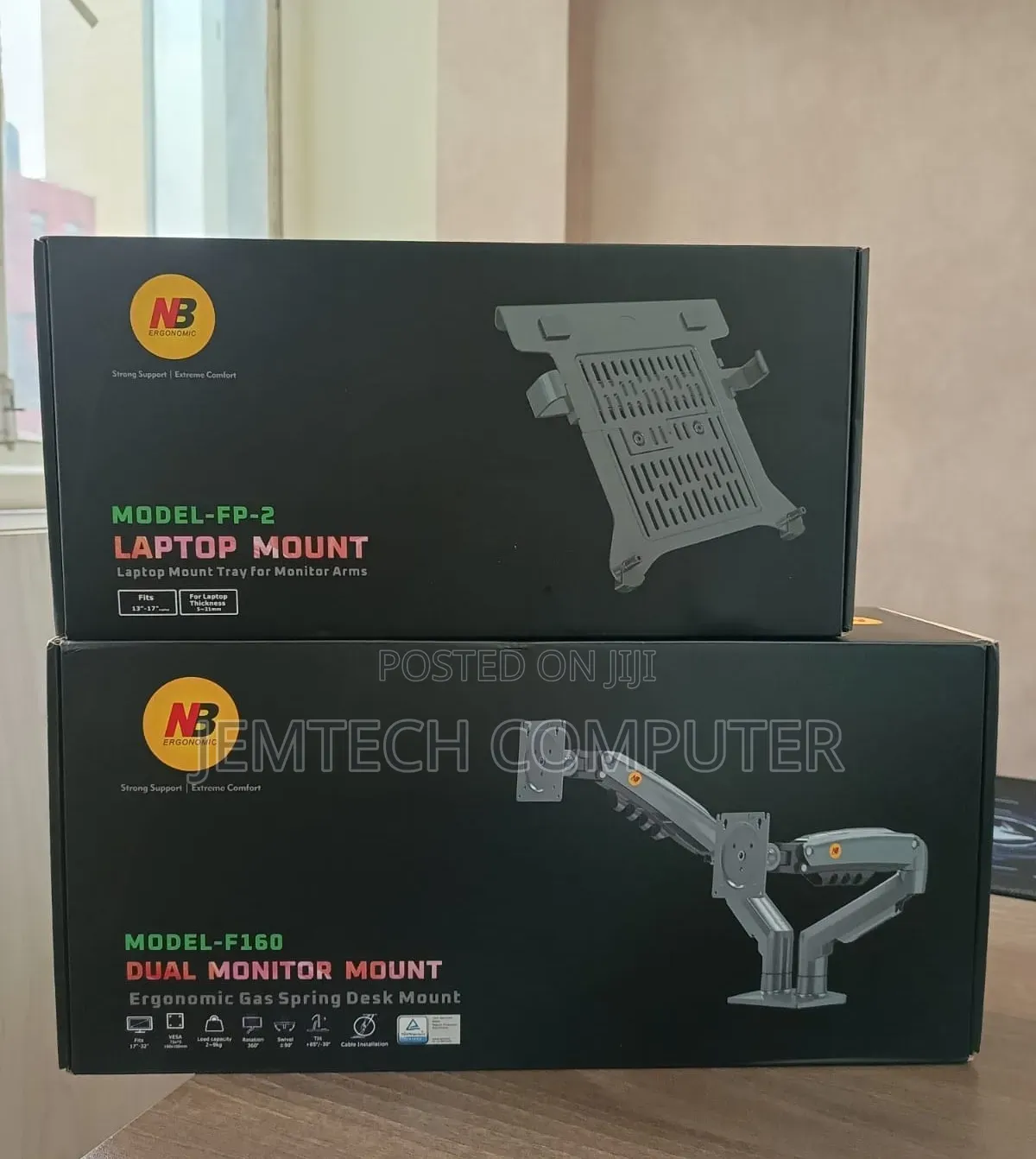 North Bayou F160-Fp Dual-Arm Monitor Mount Laptop Tray 12-17 Inch
