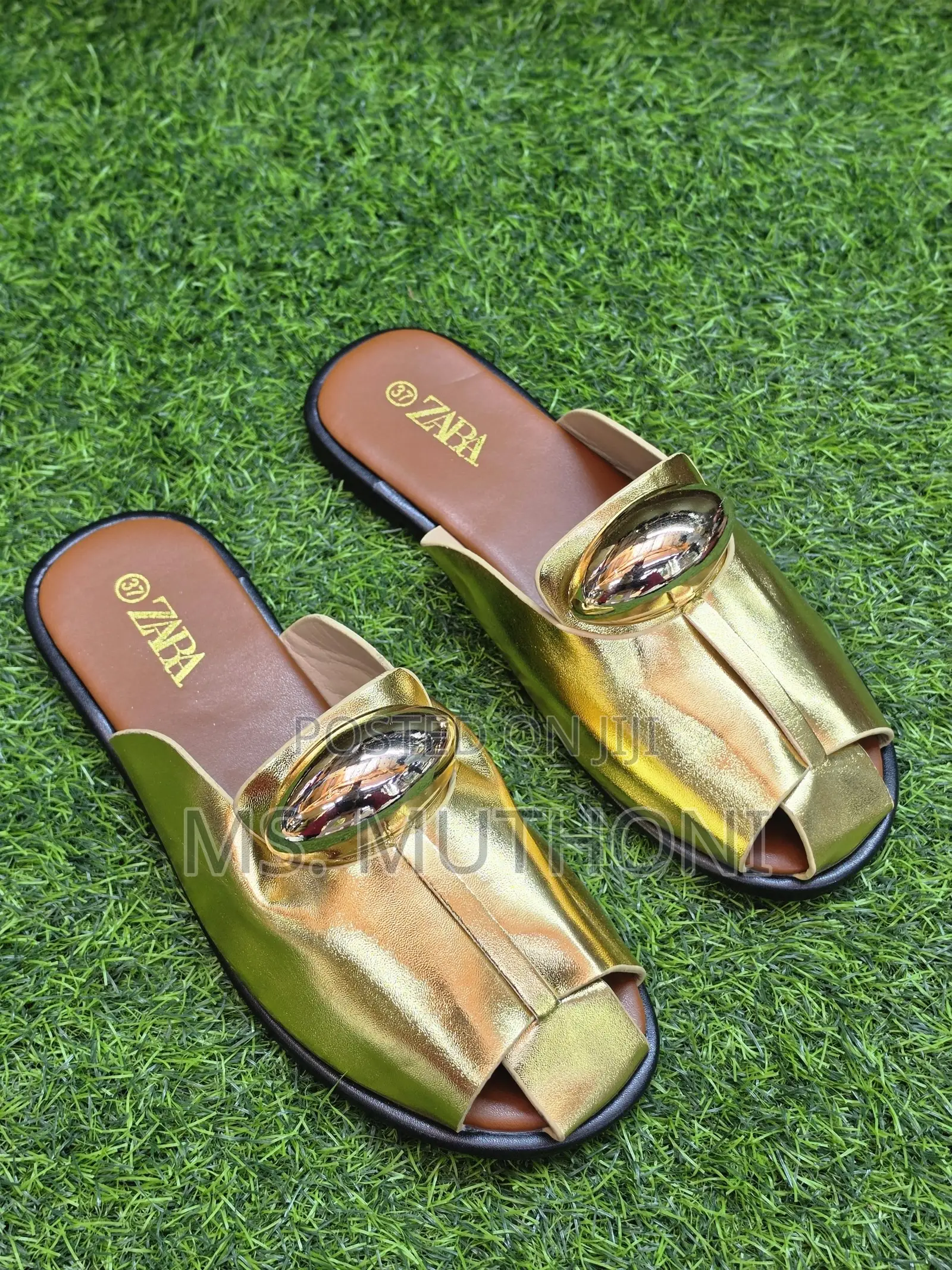 Trendy Zara Women's Slip-on Sandals Ft Gold-Embellishment 37-41