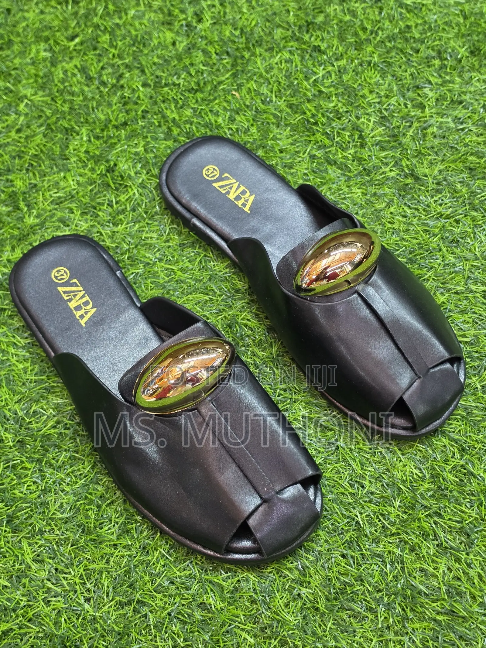 Trendy Zara Women's Slip-on Sandals Ft Gold-Embellishment 37-41