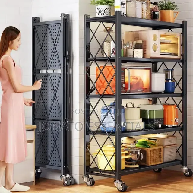 Foldable Kitchen Rack Microwave Stand Heavy Duty Storage Shelf