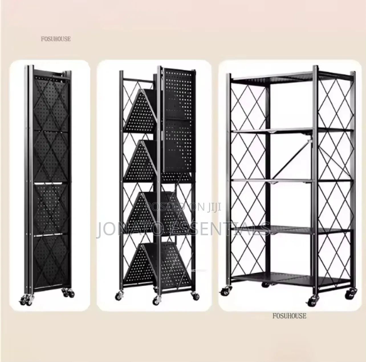 Foldable Kitchen Rack Microwave Stand Heavy Duty Storage Shelf