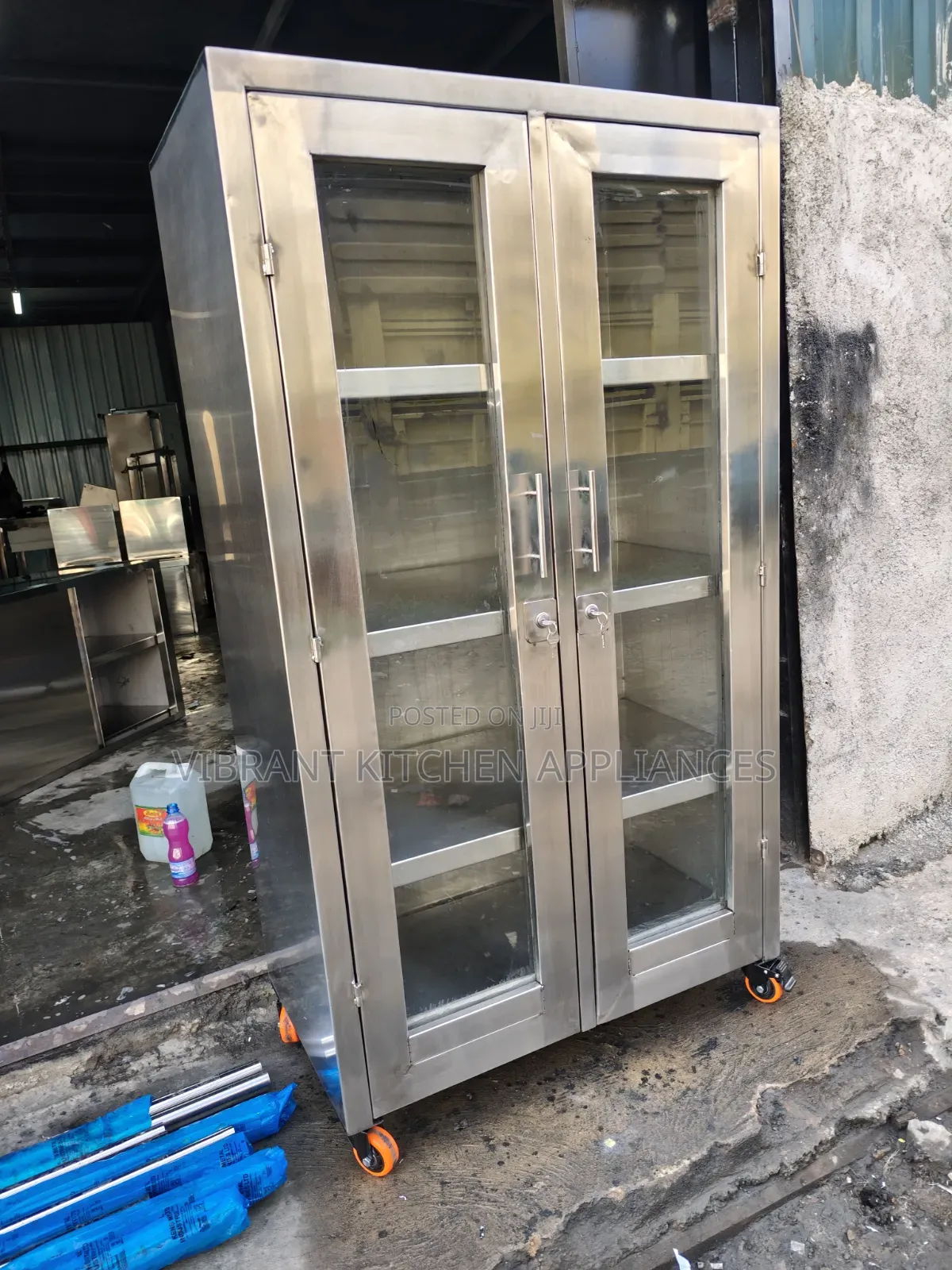 Two‐Door Stainless Steel Mirror Cabinet