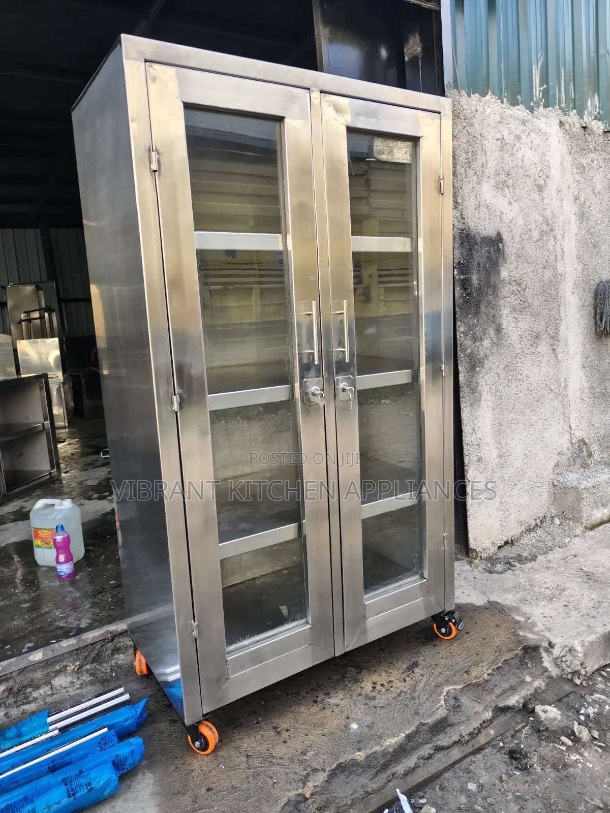 Two‐Door Stainless Steel Mirror Cabinet