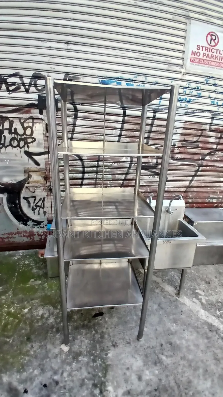 Five‐Tier Stainless Steel Storage Rack