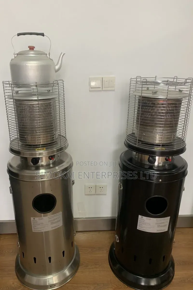 Standing LPG Patio Heater (Bullet Type) in a Sleek Black/Bronze