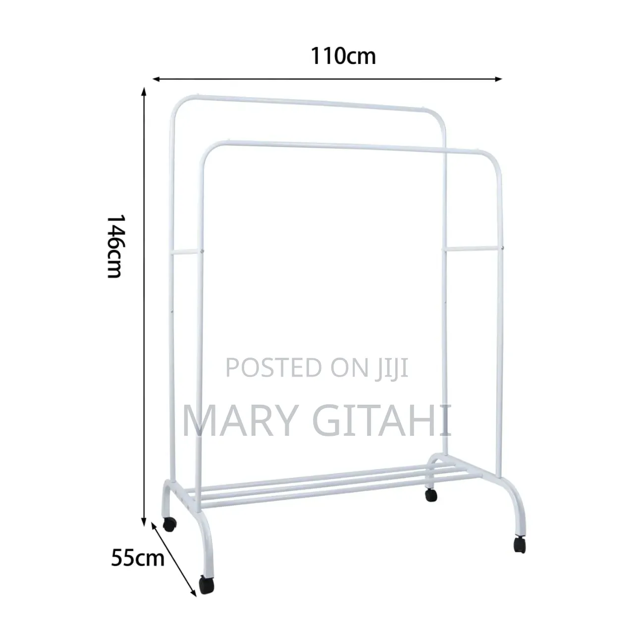 Double Pole Clothing Rack With Wheels Lower Storage Boxes /Shoes*