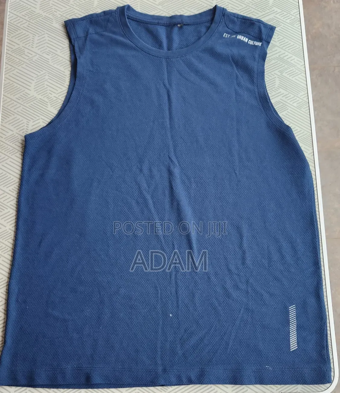 Men's Navy Blue Sleeveless Sports Gym Vest