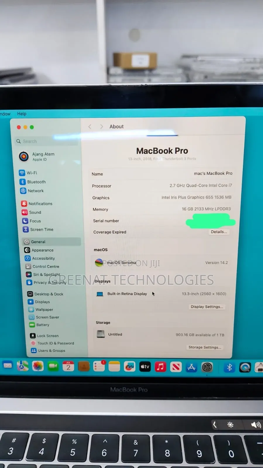 Laptop Apple MacBook Pro 2018 16GB Intel Core i7 SSD 1T