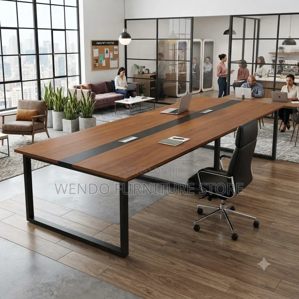 Boardroom Table; 2.4 Meters Brown Top Boardroom Table