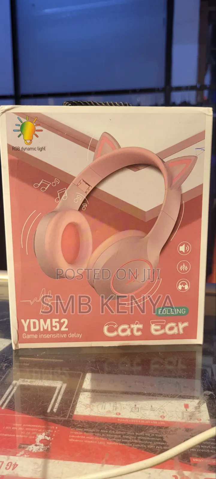 YDM52 RGB Cat Ear Wireless Foldable Bluetooth Headphones