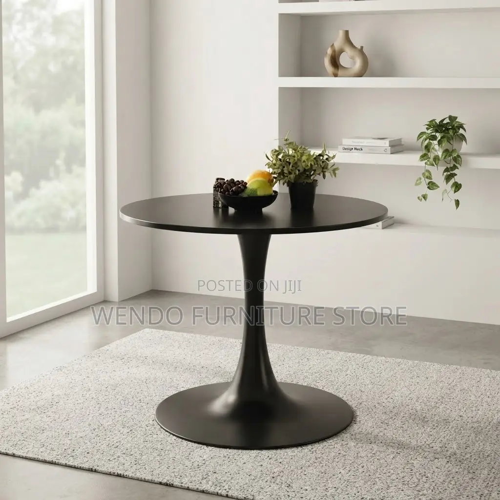 Coffee Table; Round Marble Black Home Office Coffee Table