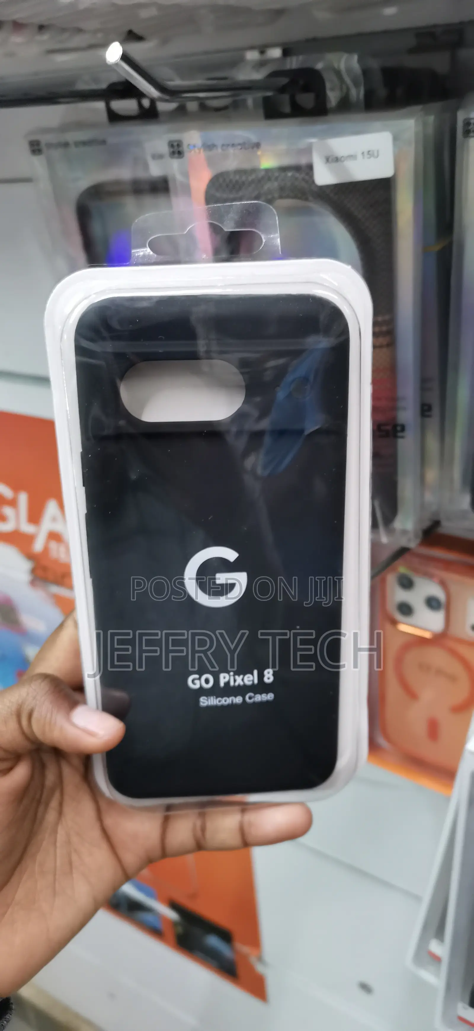 Black GO Pixel 8 Case Elongated Pill-Shaped Cutout Near the Top