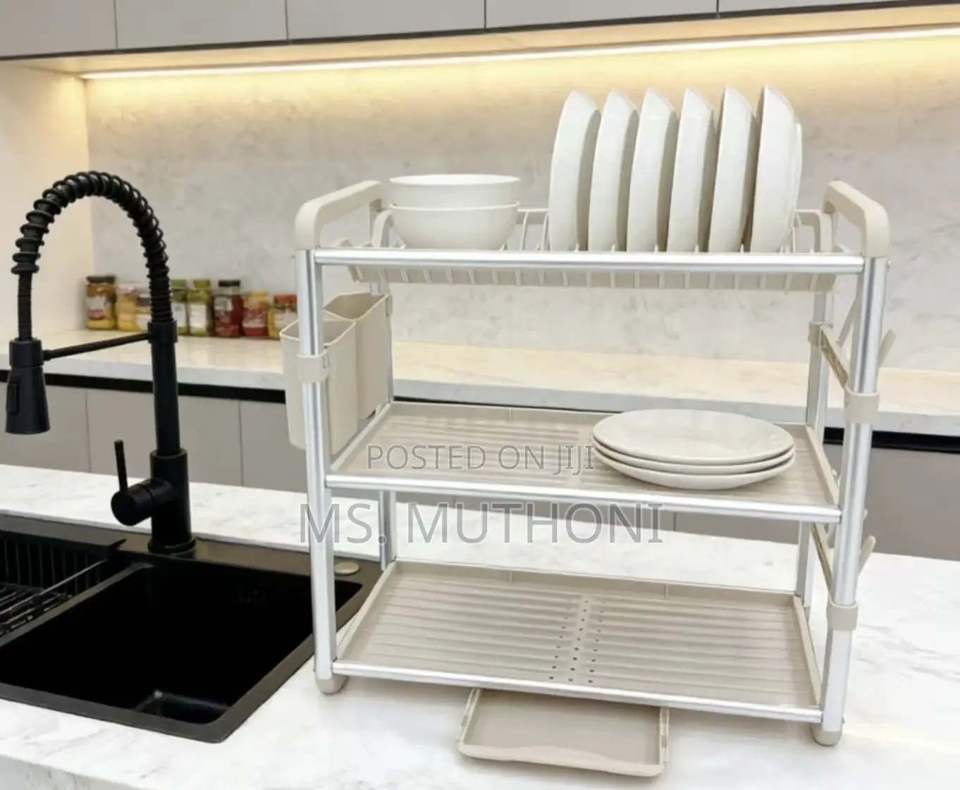 Modern + Rust-Proof 3-Tier Dish Rack
