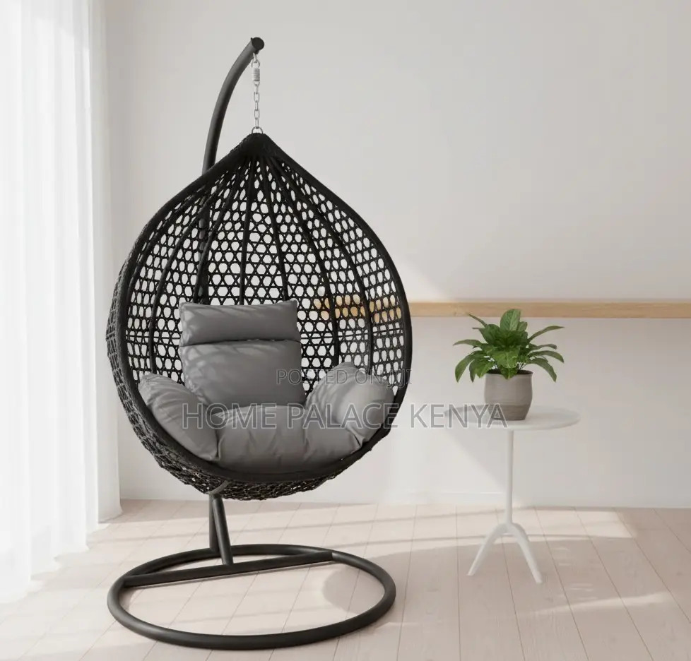 Swing Chair: Outdoor Single Pole Hanging Rattan Swing