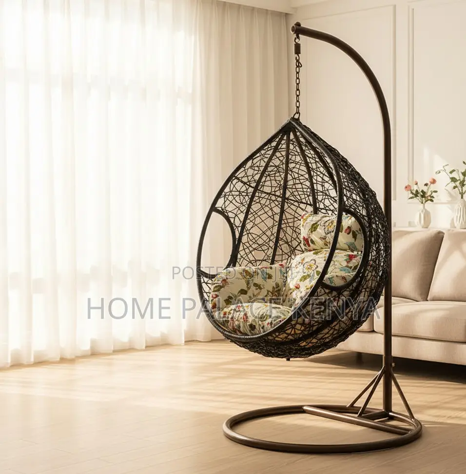 Swing Chair: Outdoor Single Pole Hanging Rattan Swing