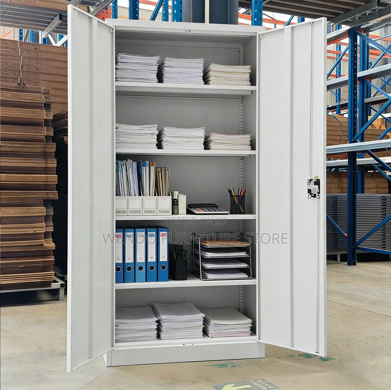 Office Cabinet; Two Doors Steel Cabinet With Multiple Shelves