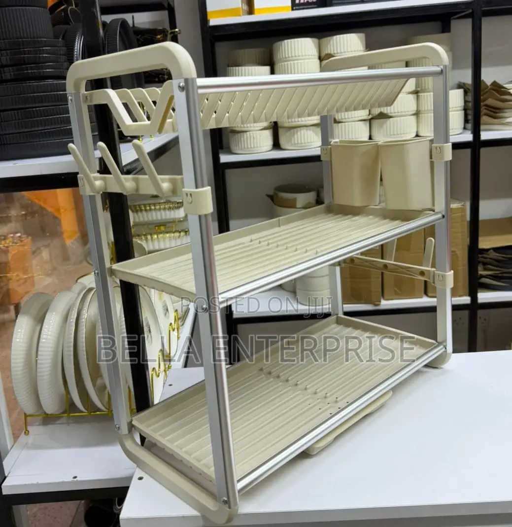3-Tier Aluminum Dish Drying Rack With Drainer