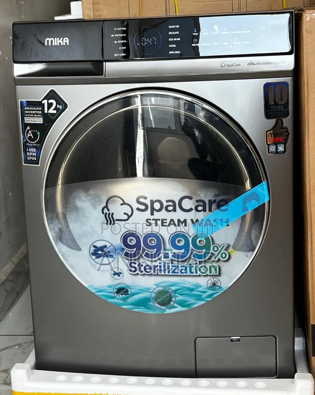 Mika Washing Machine, 8kg Wash and Spin , INVERTER Motor, Front Load,