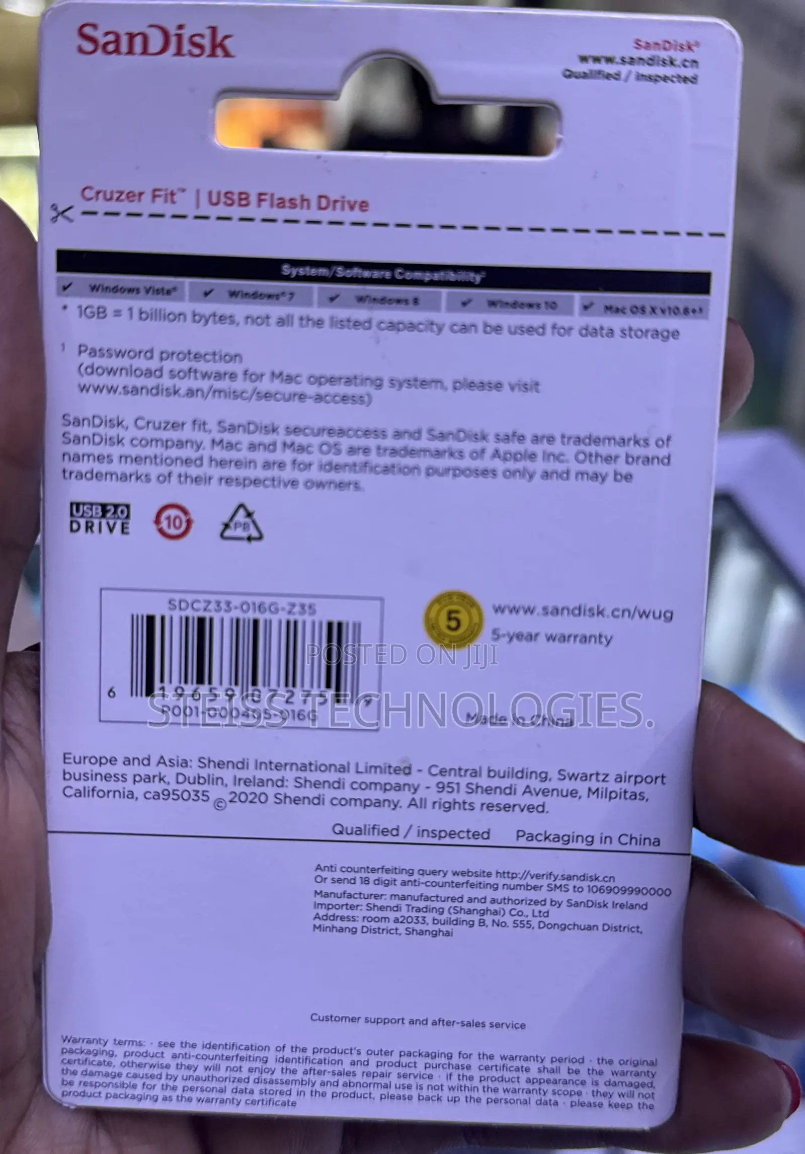 16gb Sandisk Cruzerfit Flash