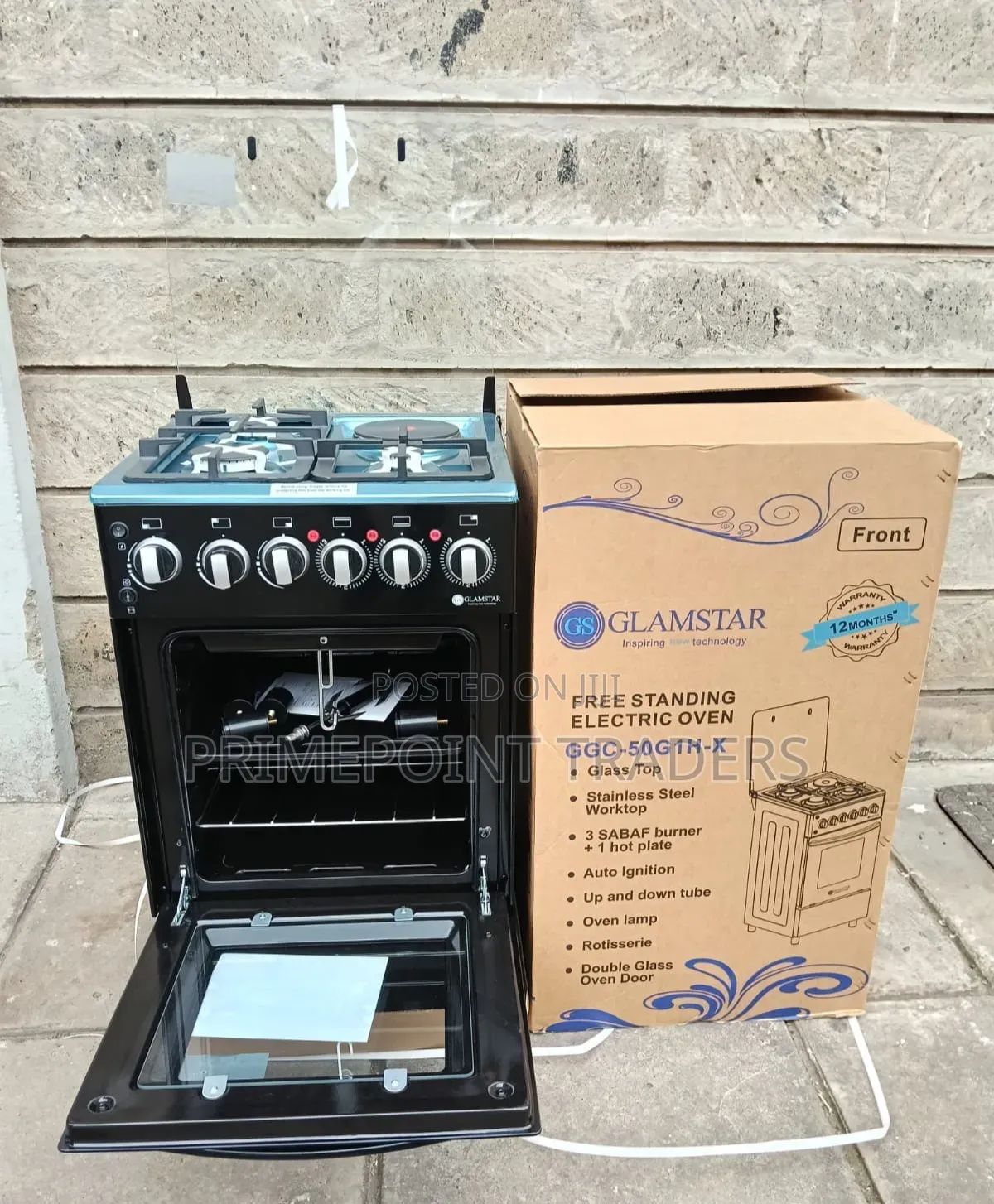 Glamstar Black 3 Gas + 1 Electric Standing Cooker – Practical, Durable